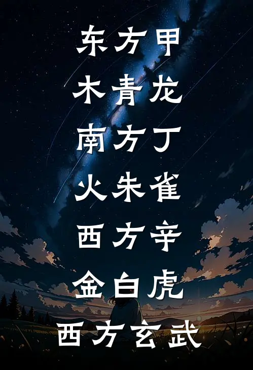 东方甲木青龙,南方丁火朱雀,西方辛金白虎,西方玄武